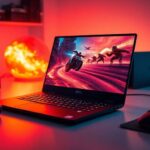 Laptop gamer Dell G15 em ambiente moderno e iluminado.