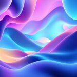 Interface digital dinâmica com formas abstratas e cores vibrantes modernas.