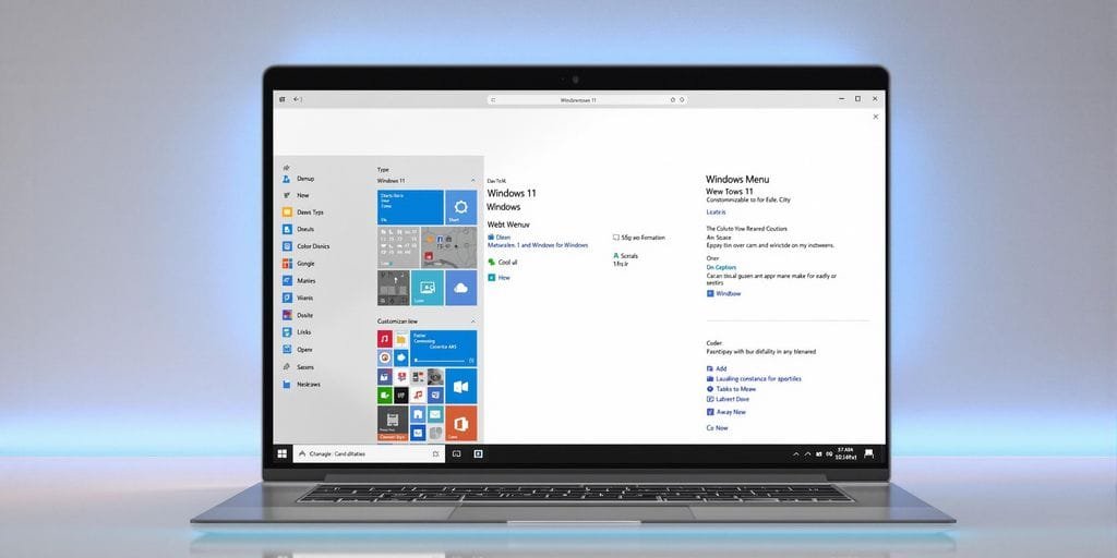 Notebook com Windows 11 mostrando novo Menu Iniciar customizável.