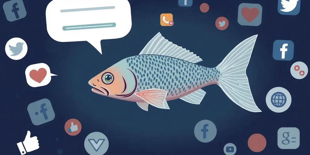 Ilustração de um peixe-gato em águas turvas.