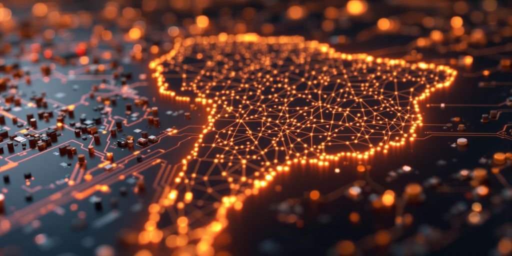Tecnologia IoT com mapa Brasil.