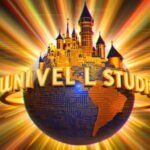 Logos Disney e Universal sobre fundo digital, inteligência artificial.