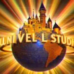 Logos Disney e Universal sobre fundo digital, inteligência artificial.