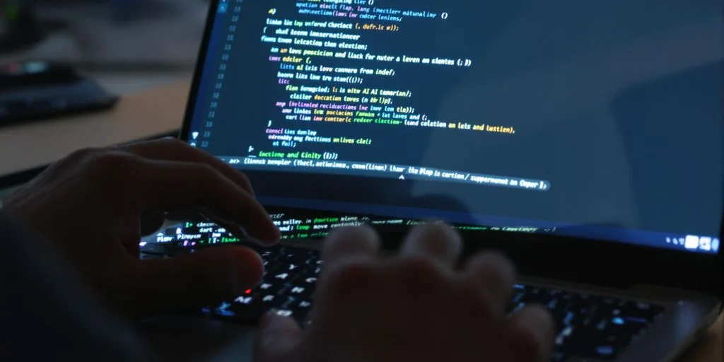 Programador usando IDE com IA