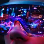 Óculos Android XR imersivos com projeções holográficas.