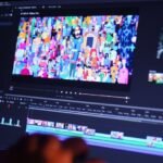 Interface de edição de vídeo com elementos de IA.