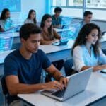 Pessoas brasileiras em aula sobre inteligência artificial