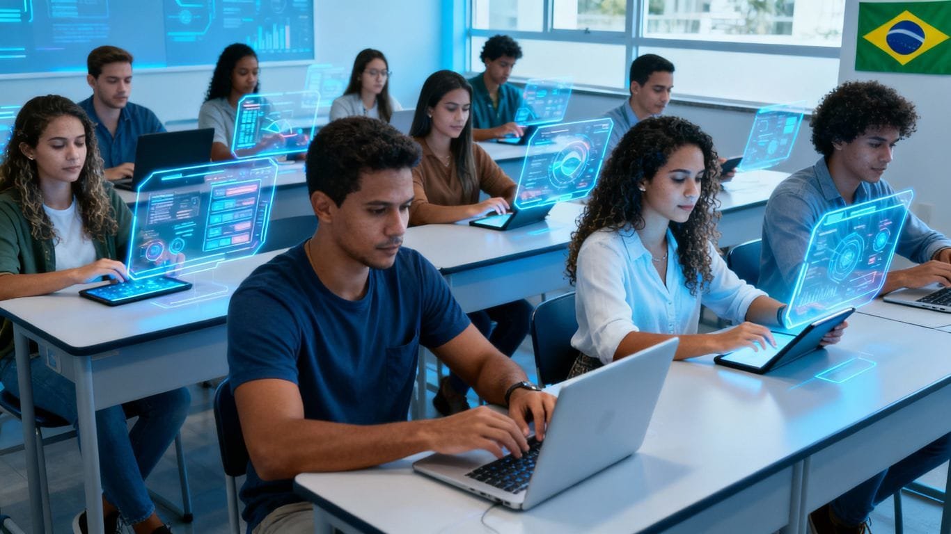 Pessoas brasileiras em aula sobre inteligência artificial