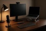 Setup para Programador: 5 equipamentos que fazem diferença de verdade 11 Setup para programador: mesa com teclado mecânico, webcam, microfone USB, hub USB-C e suporte para notebook